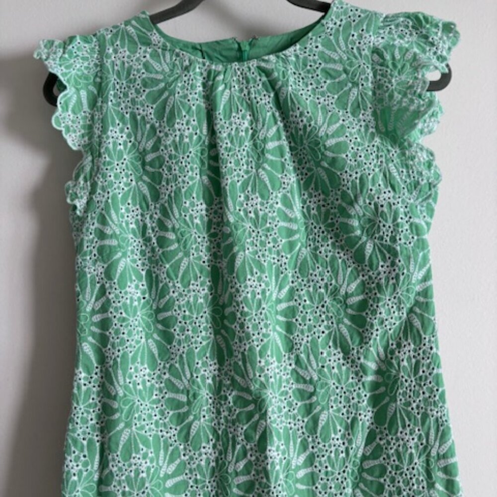 LOFT Eyelet Flutter Sleeve Shift Dress size 0 - Picture 3 of 7